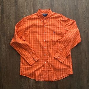 Polo Ralph Lauren button up cotton shirt custom fit MINT orange striped sz XL